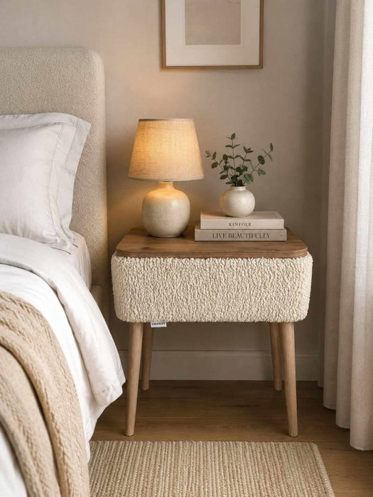 Hanah Home Mesita de noche Nova - Beige Hanah Home Mesita de noche Nova - Beige
